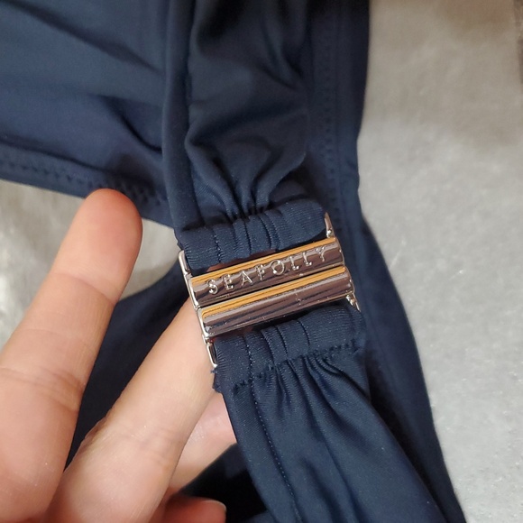 NWOT Seafolly Australia V Neck Crop Bikini Top. Eco Collective True Navy. 6 US. - Picture 3 of 9